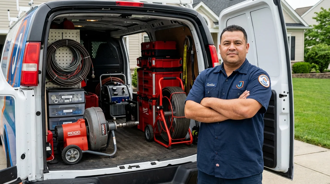 Professional drain cleaning equipment and Johns Plumbing LLC plumber in Glen Carbon
