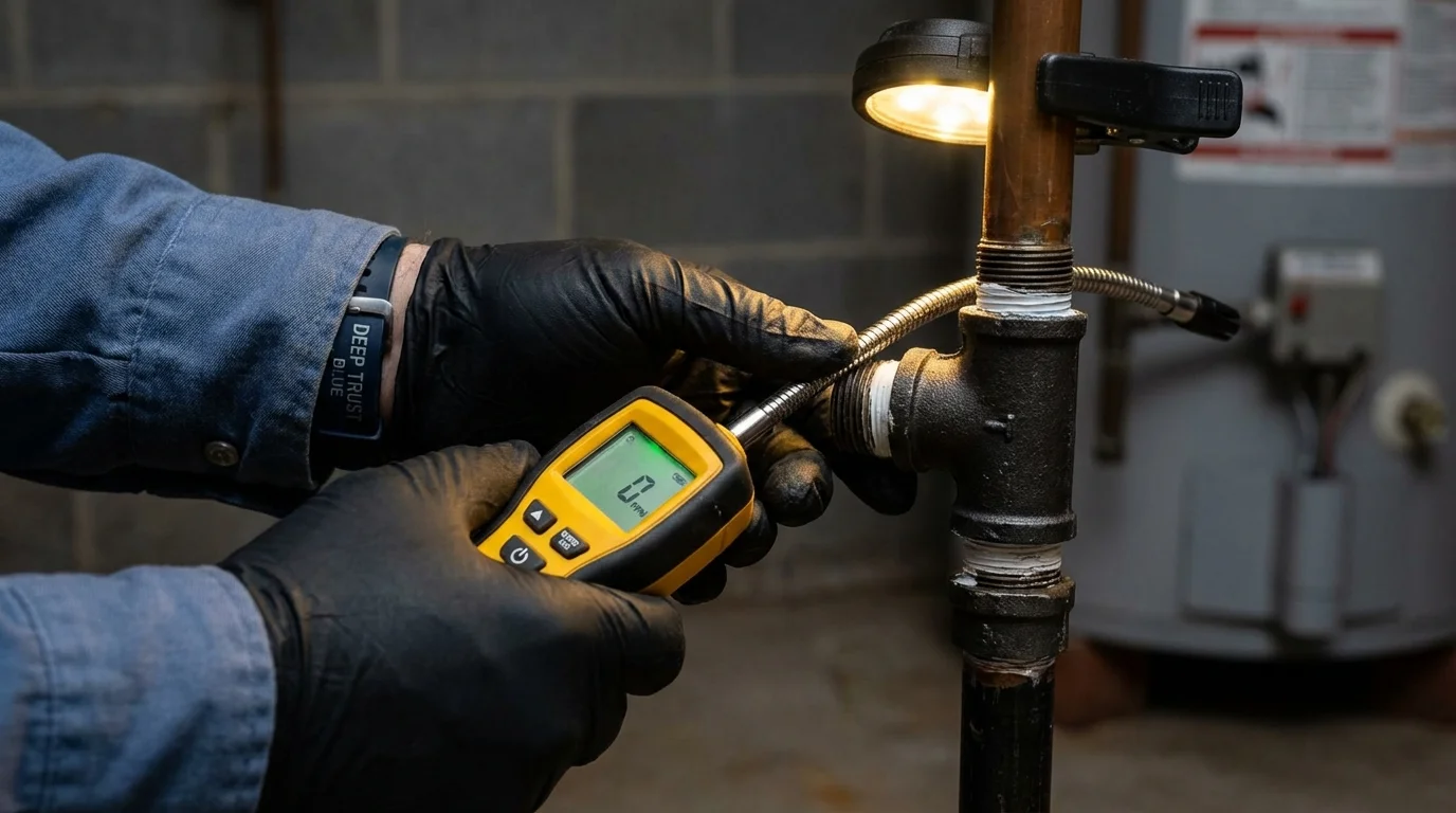 Gas leak detection with electronic sniffer by Johns Plumbing LLC in Glen Carbon