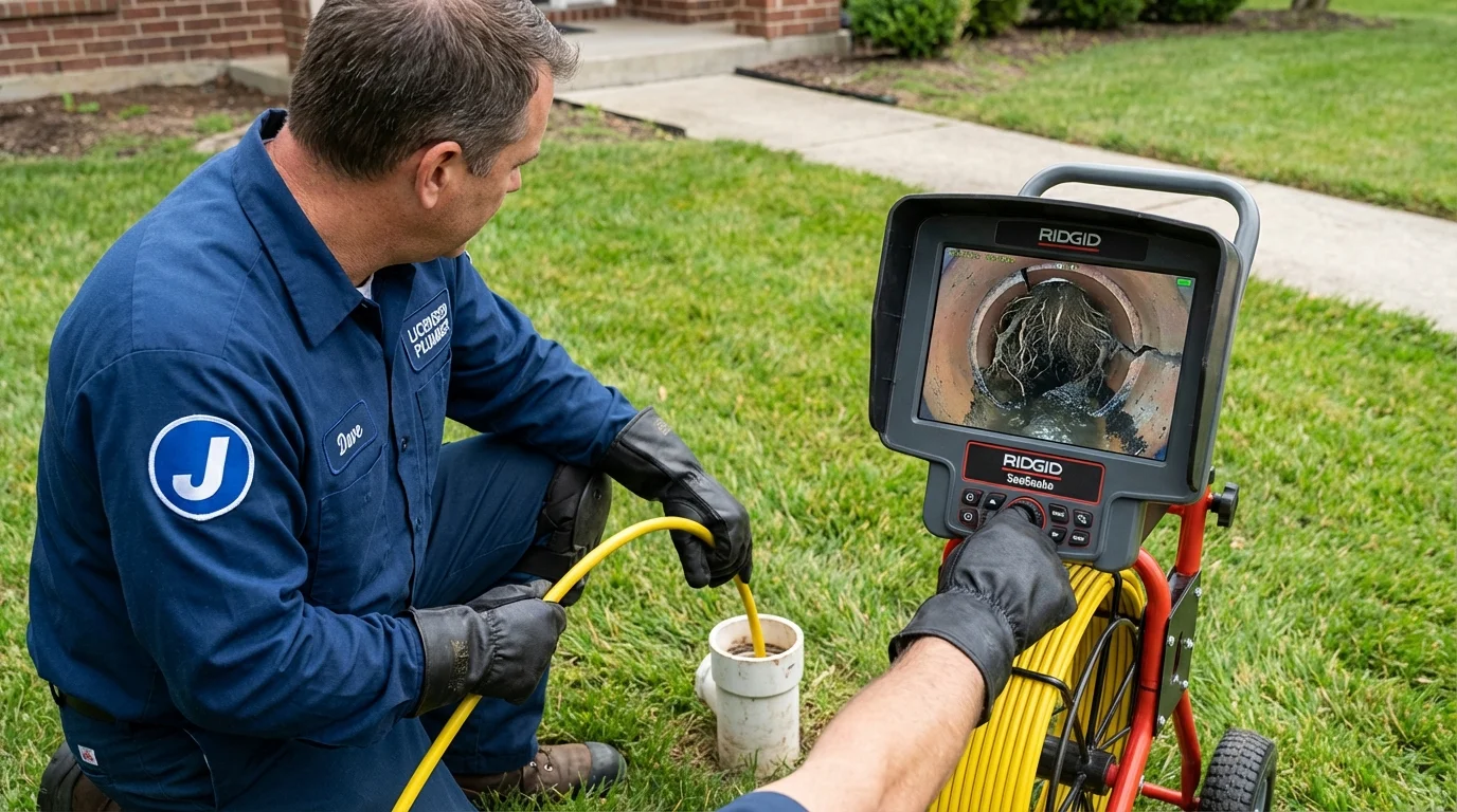 Sewer camera inspection being performed by Johns Plumbing LLC in Glen Carbon