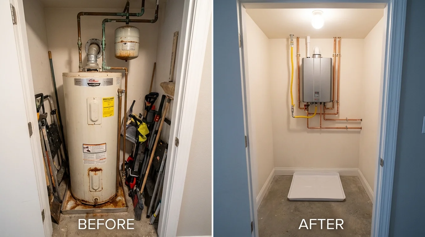 Tank water heater versus wall-mounted tankless unit comparison for Glen Carbon, IL homeowners