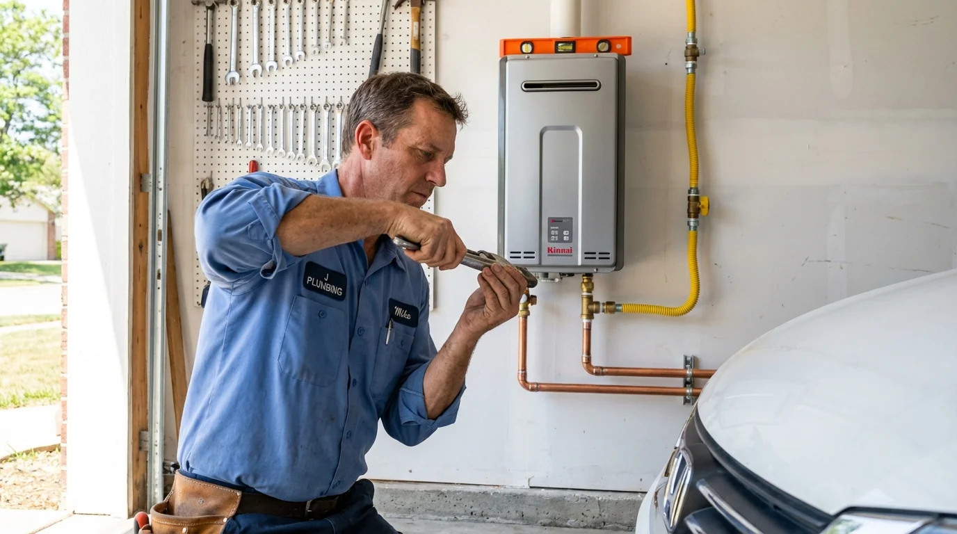 Tankless water heater installation by a Johns Plumbing LLC plumber in Glen Carbon